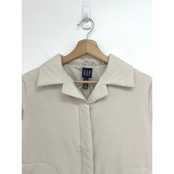 Vintage Gap Normcore 90s Minimalist Basic Neutral Puffer Boxy Crop Jacket XS - Picture 4 of 11